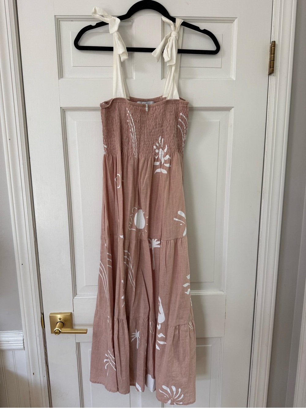 Petal + Pup Mauve Pink Tie-Shoulder Maxi Dress with White Floral Print